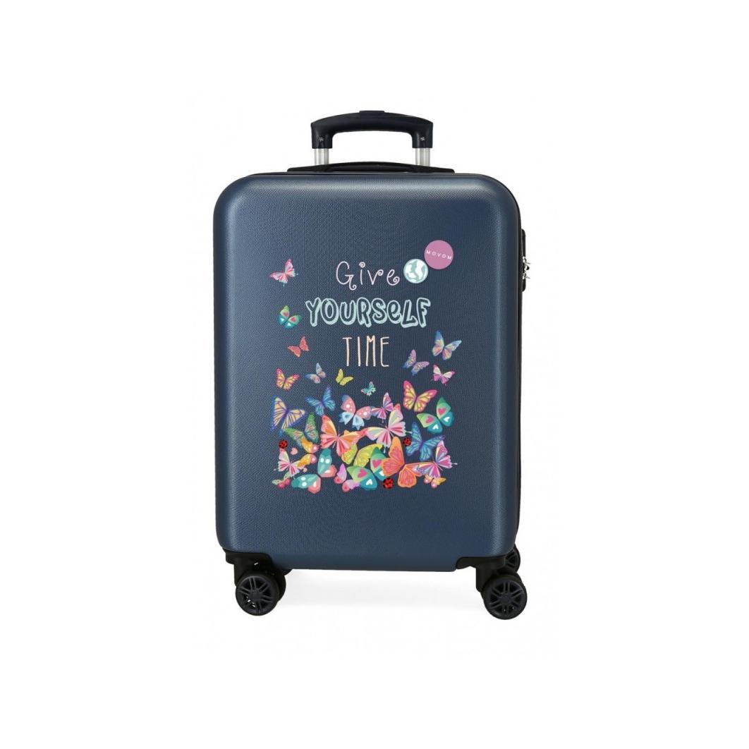 Maleta de Cabina Movom Give Yourself Time con Diseño de Mariposas, 4 Ruedas 360°, ABS