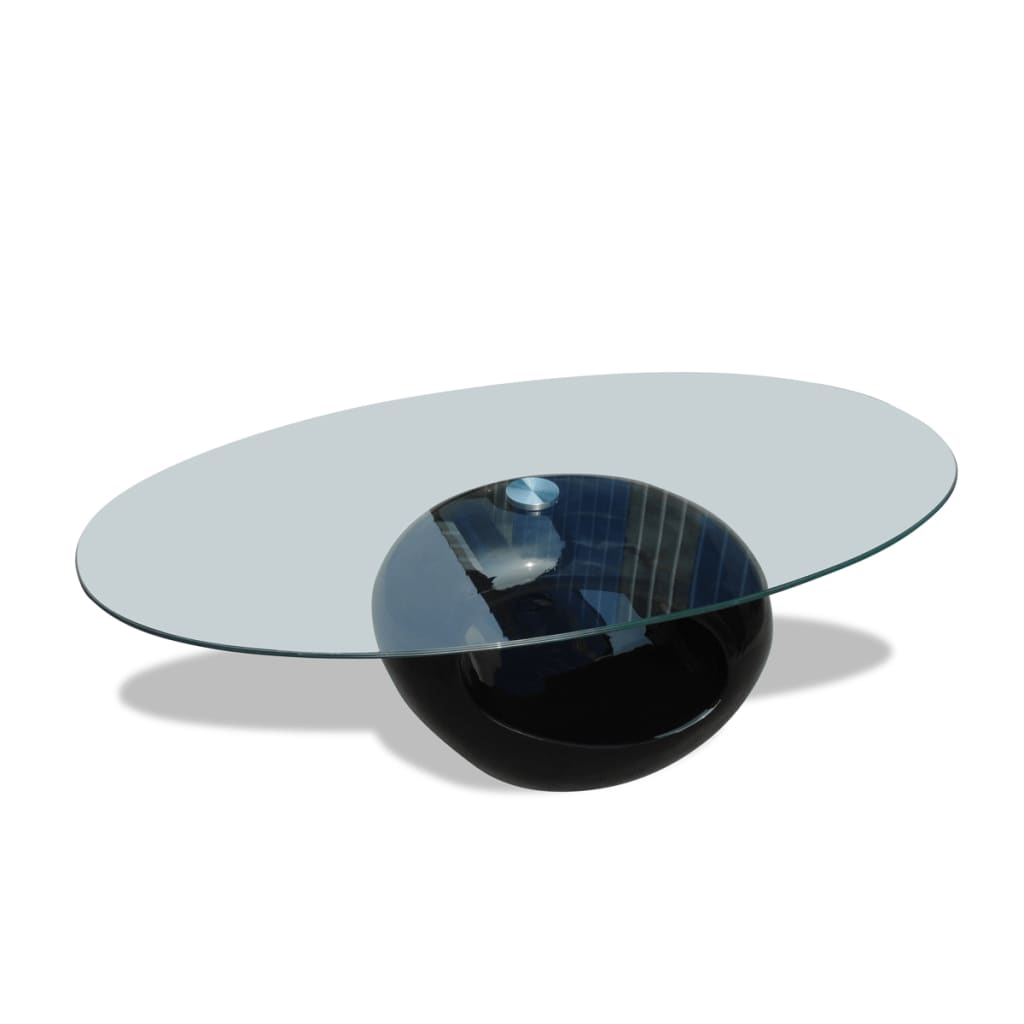 Mesa de Centro Vidaxl Superficie Ovalada de Vidrio 115x65x40 Cm Negro