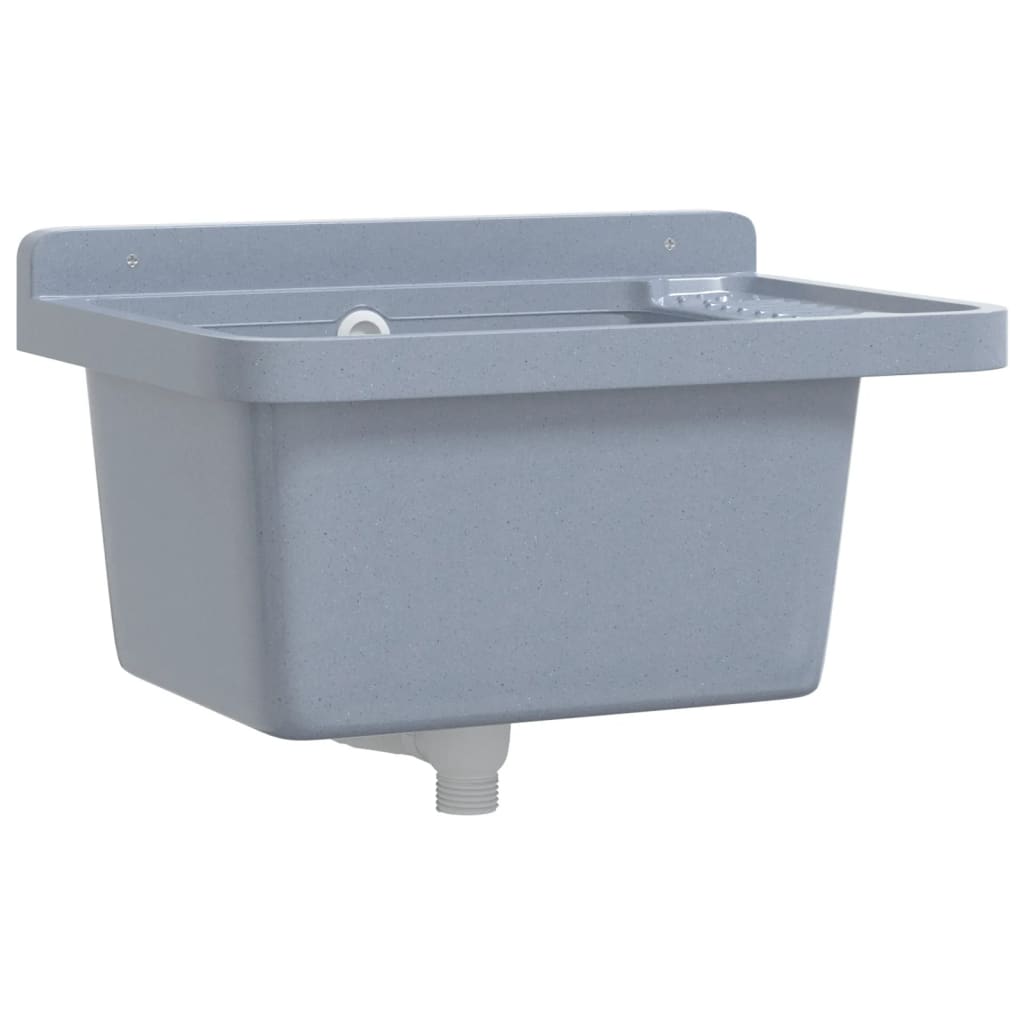 vidaXL Fregadero lavabo de pared resina 50x35x24 cm Color Gris, Blanco, y mas