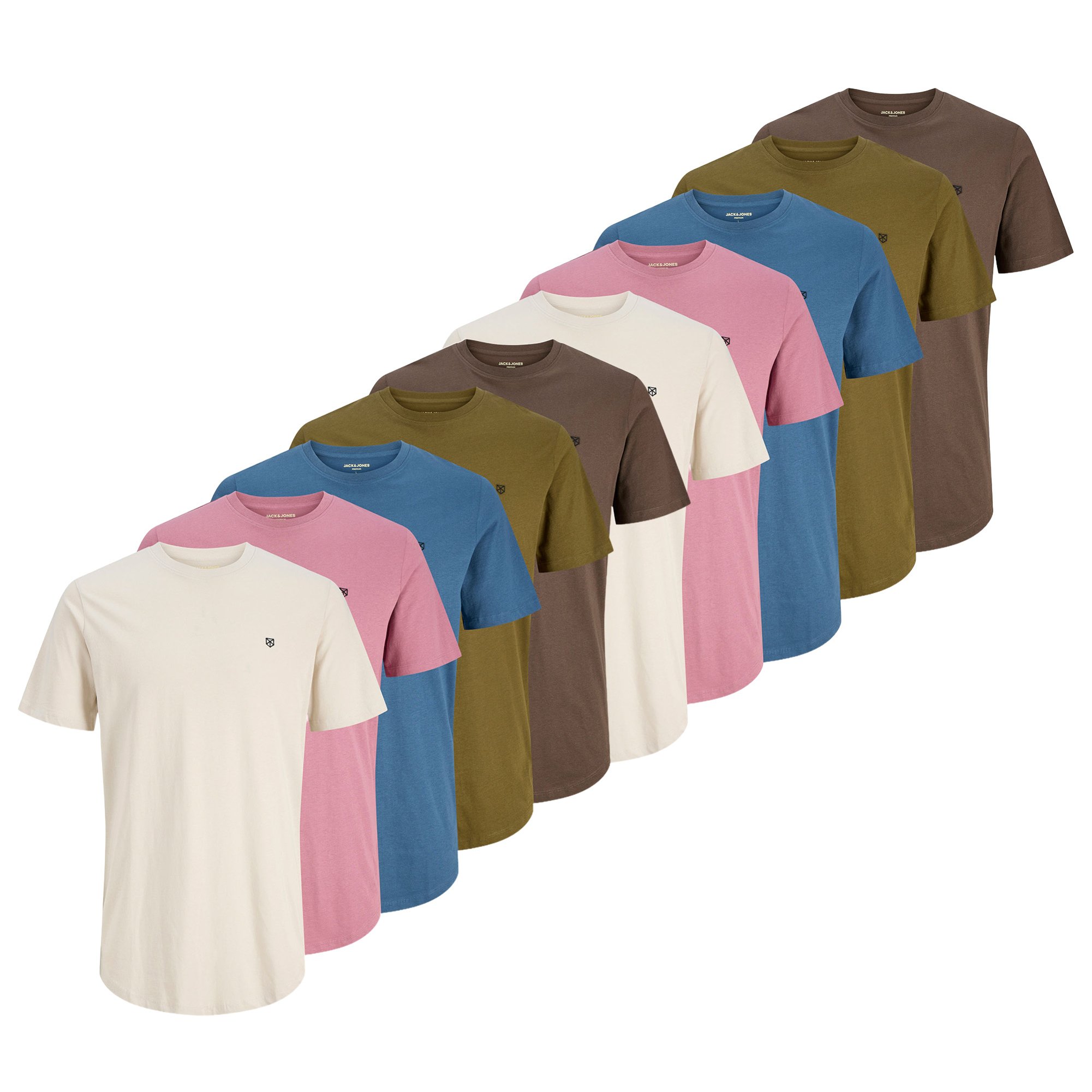 JACK&JONES Camiseta hombre, lote de 10 - JPRBLABRODY TEE CREW NECK 10PK, manga corta, cuello redondo, algodón JPRBLABRODY TEE CREW NECK 10PK