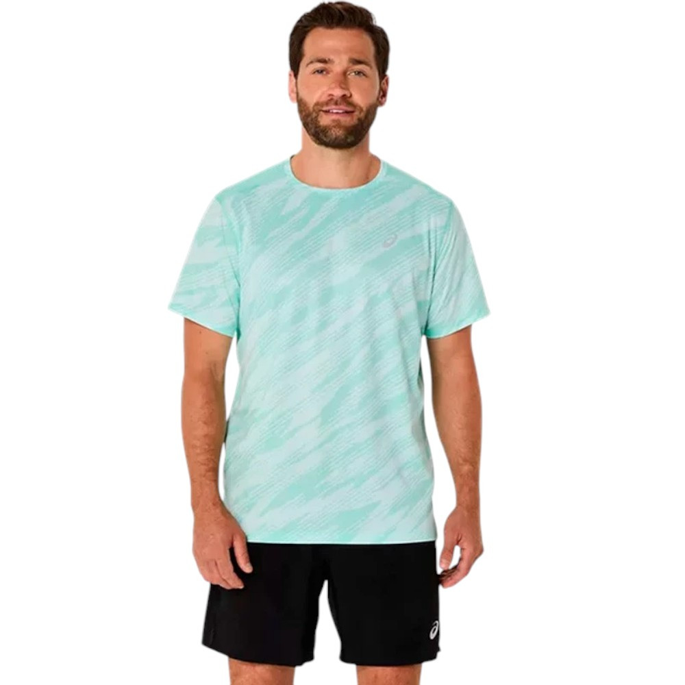 Camiseta Asics Core All Over Print Verde 2011D212-300 Running Hombre