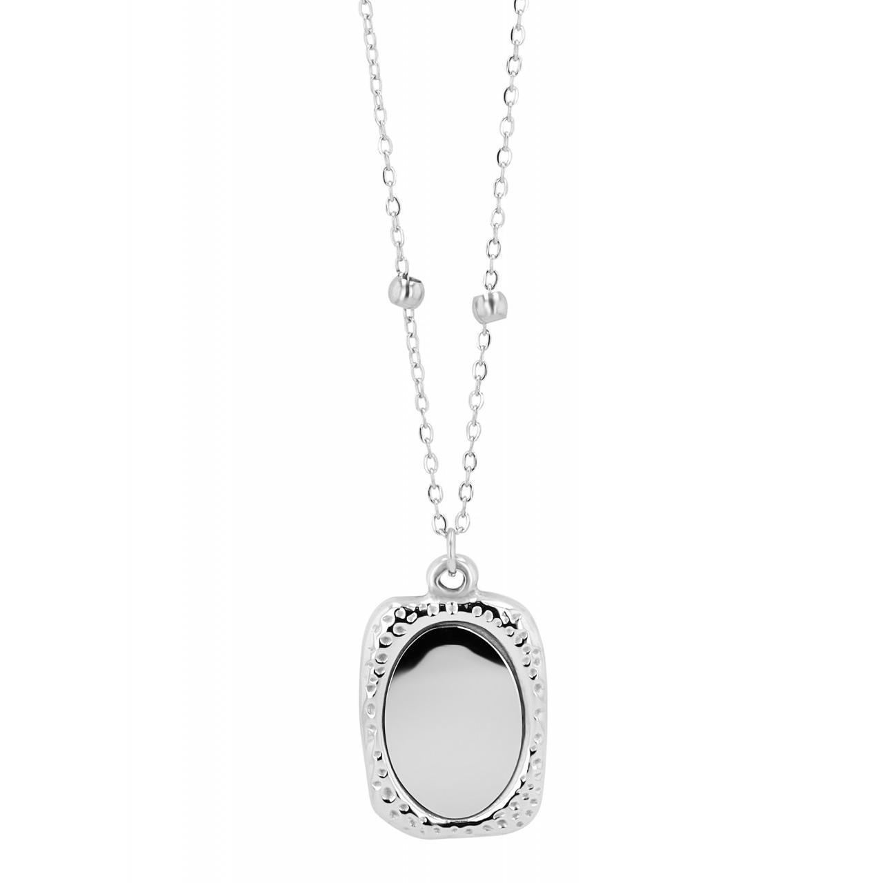 Akzent® Collar com Colgante Gravável Prateado em Aço Inoxidável - 0447