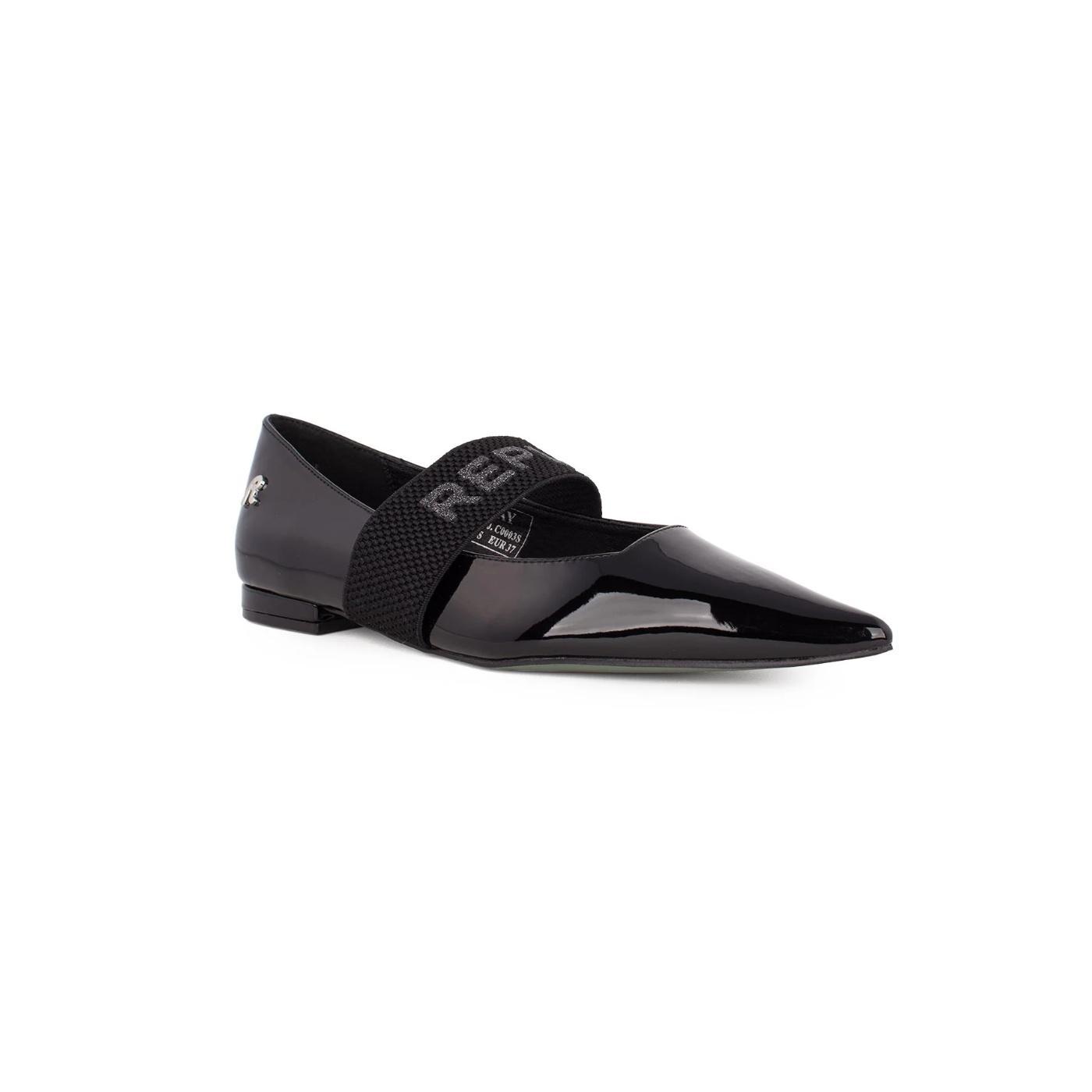 Bailarina Replay charol negro de punta fina para mujer