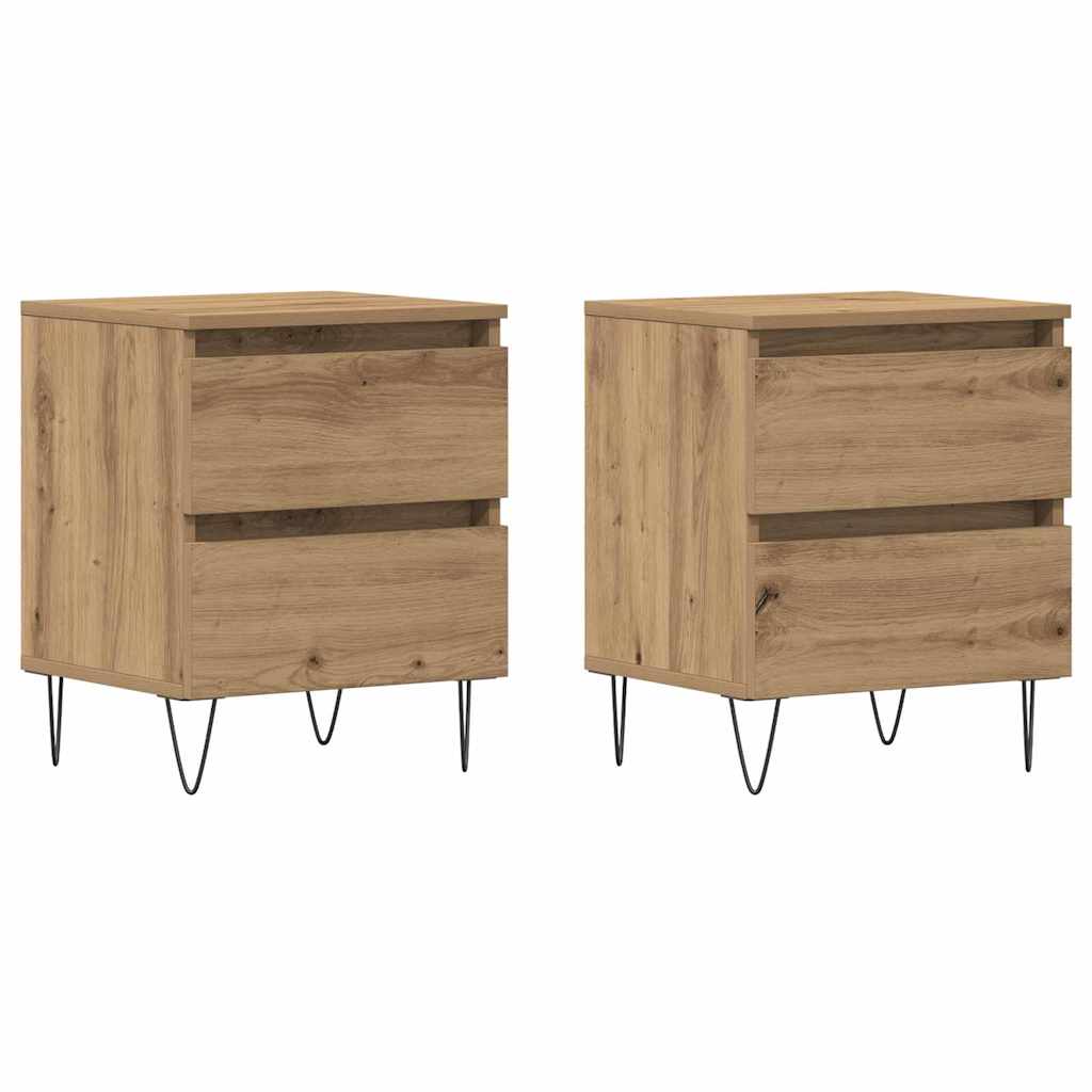 vidaXL Armario de Noche con cajón 2 pcs Roble artisan 40 x 35 x 50 cm