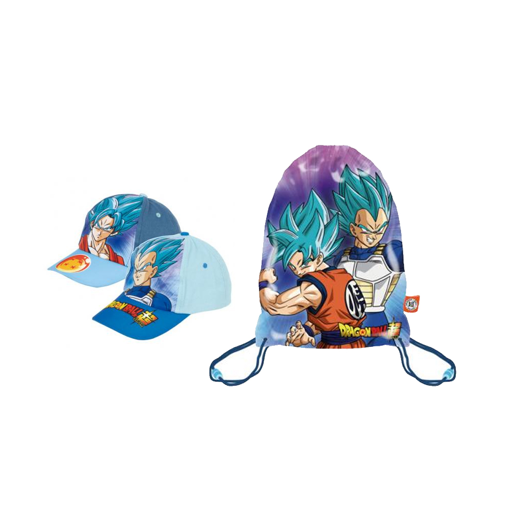 DRAGON BALL SACO 32*42CM,CON UN GORRA ALEATORIOS Y DIARIO Y 2BOLIGRAFO,GOKU,VEGITA.