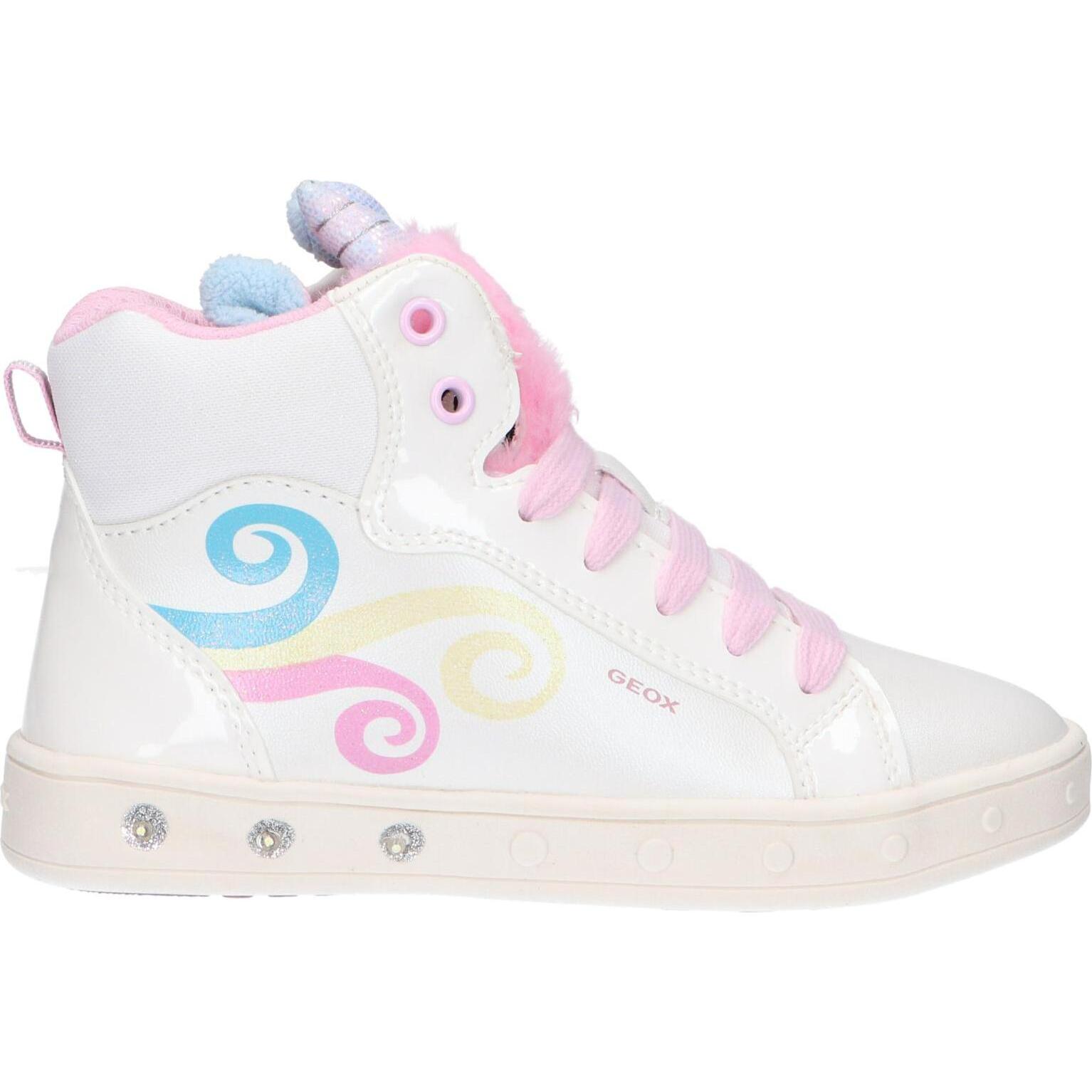 Geox J468WA 0NFBH J SKYLIN girls' sneakers, made from imitation leather and textile with a padded insole and flexible anti-slip sole, perfect for casual wear in autumn/winter, ideal for active girls.