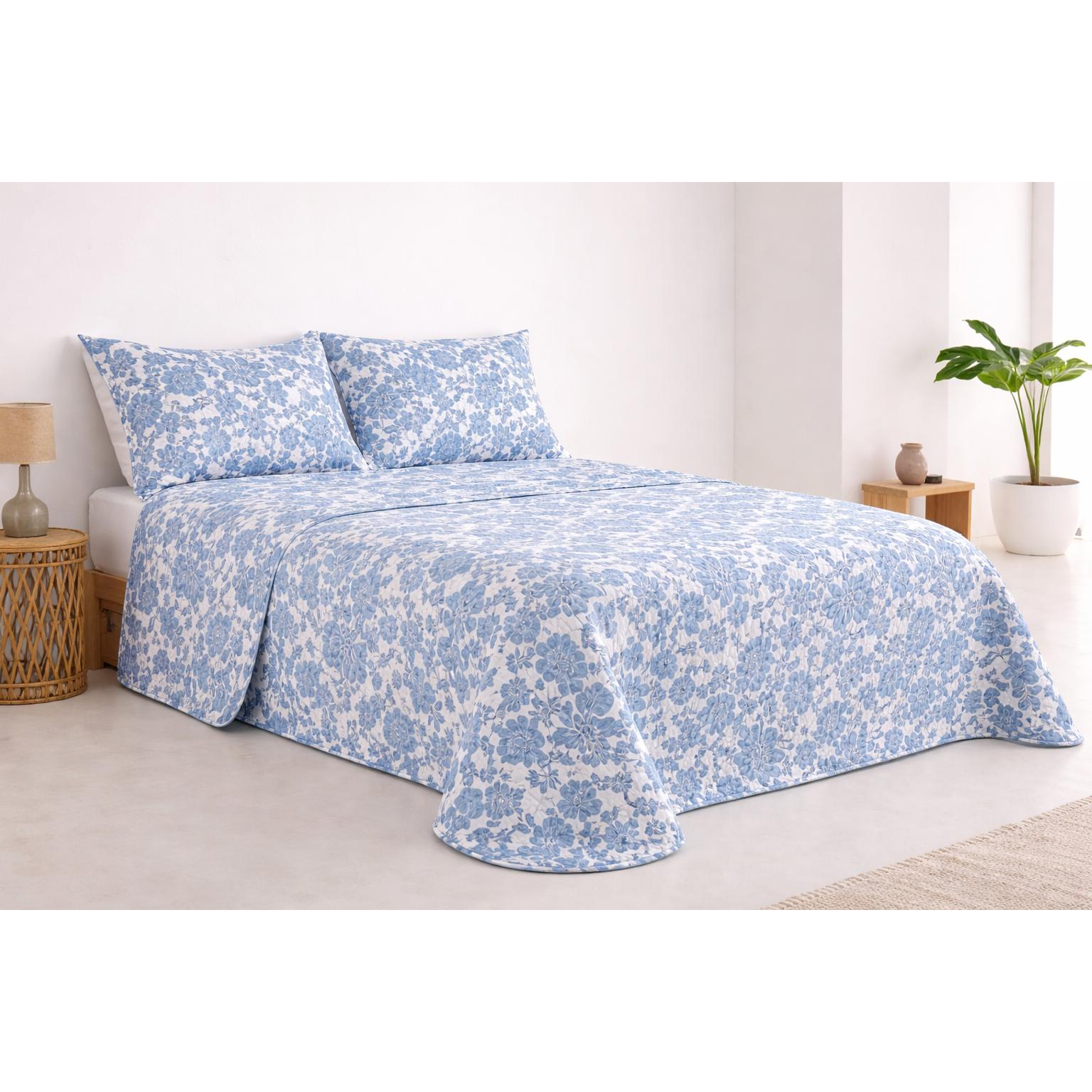 Colcha bouti Estampado para Verano y Entretiempo, Colcha para Cama 90/105/135/150/180, 100% Poliéster, Colcha Cubre Cama Fina, Suave, incluye funda de cojin 45x70cm