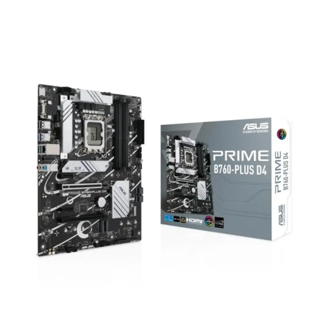 ASUS - Placa Base PRIME B760-PLUS D4 para procesadores Intel Core de 12.ª y 13.ª generación, compatible DDR4 hasta 5066 MHz OC, 3 ranuras M.2 PCIe 4.0, LAN 2.5GbE y soporte Aura Sync ARGB