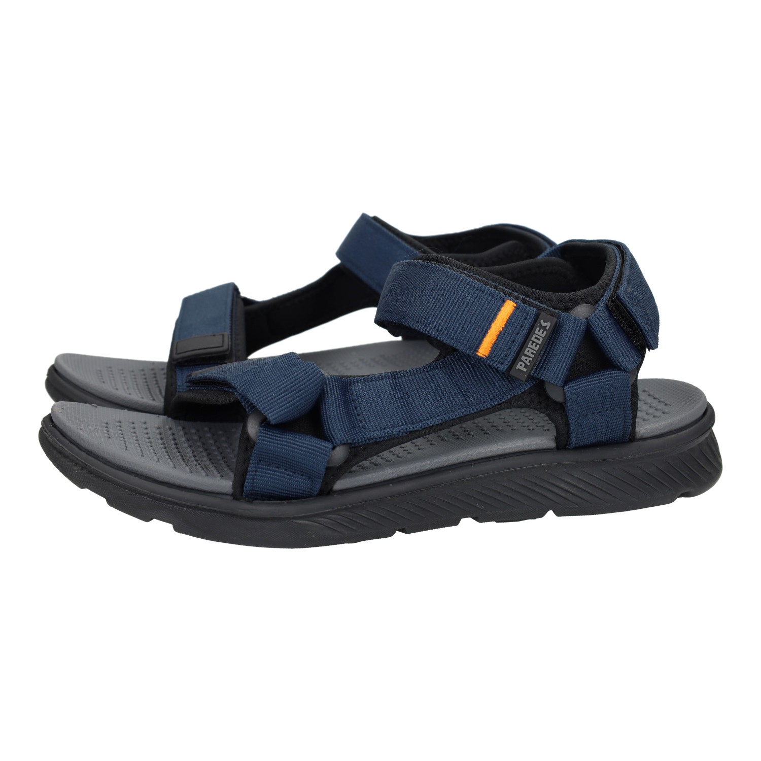 Sandalias marca PAREDES para hombre en color azul marino. Sandalias para hombres, color azul marino, cinta textil adhesiva, ligeras, cómodas, sandalias de verano