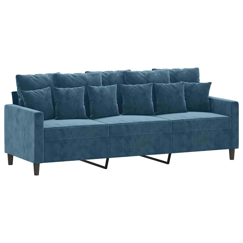 vidaXL Sofá de 3 plazas terciopelo azul 180 cm