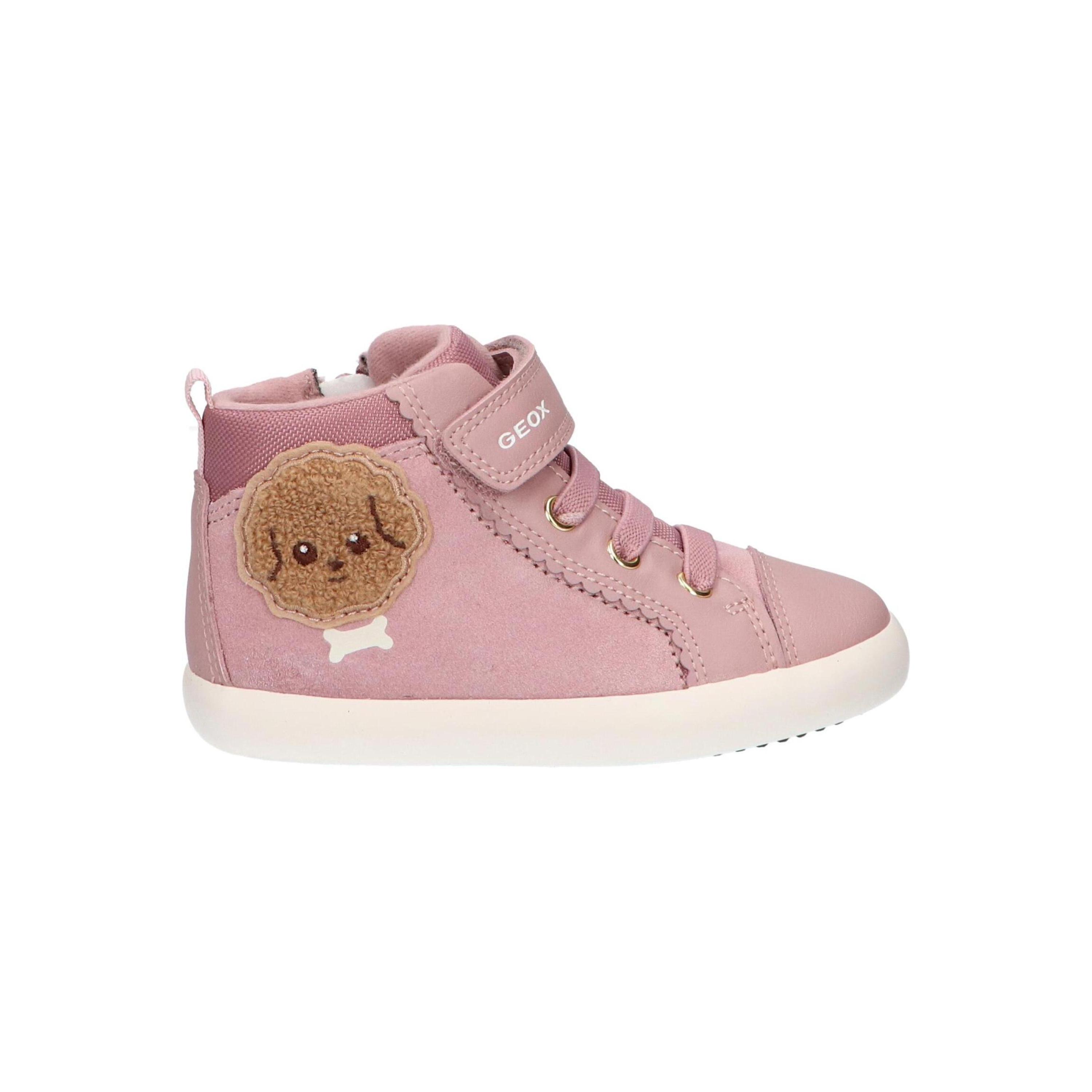 Geox girl's pink boots made of leather with textile lining, stylish closed toe design, ideal girl's winter boots for everyday adventures, perfect for young fashionistas, made in Vietnam.