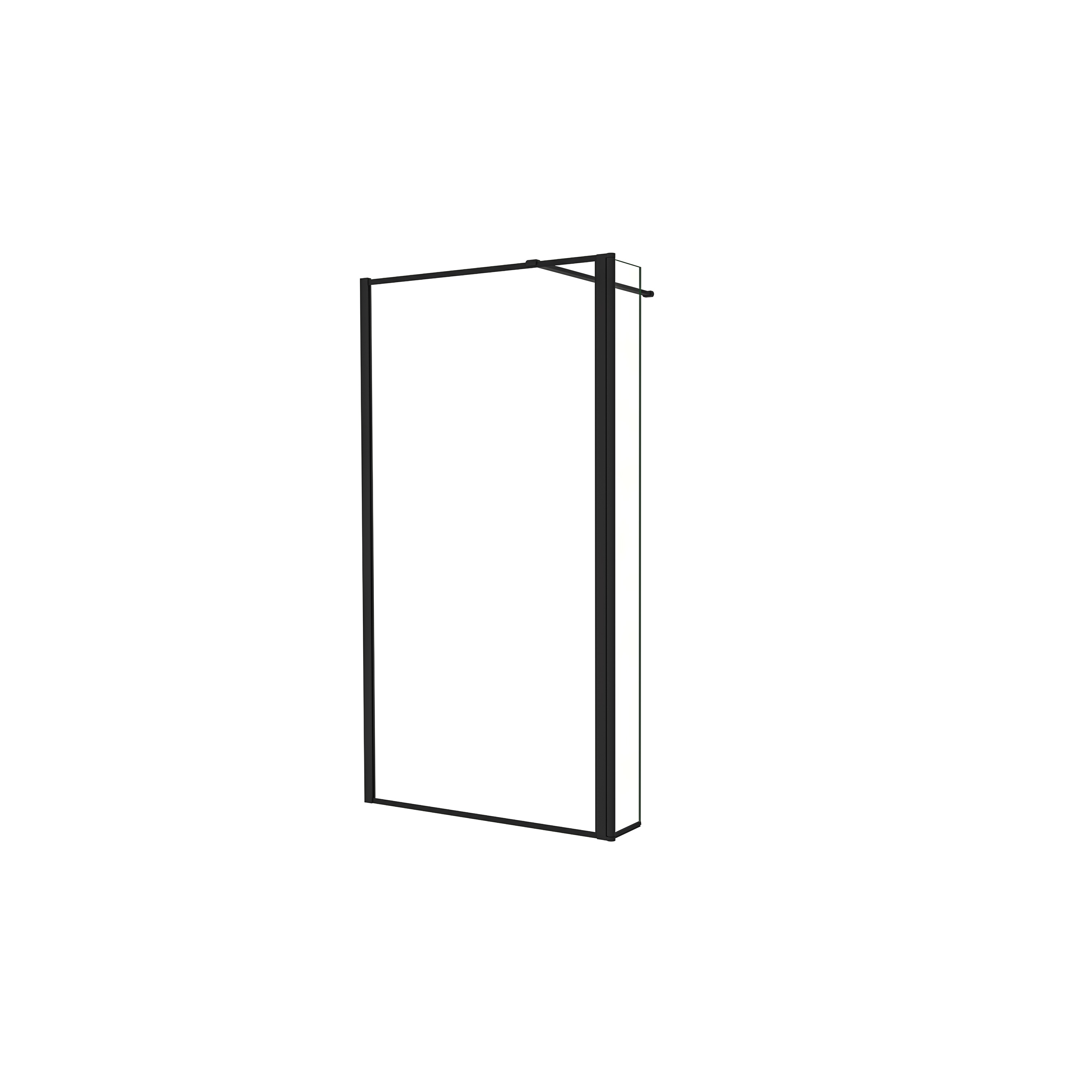 AICA Walkin Mampara Panel de ducha borde de serigrafía negra 2 hojas Vidrio 8mm Antical con Barra1 Negra mate 90cm Tamaño[(83.9-85.9)+40]x200cm