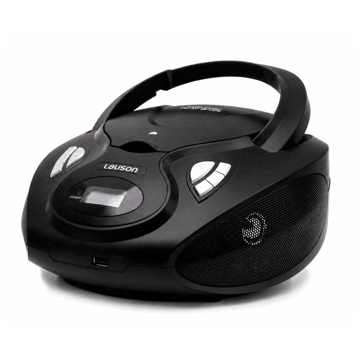 Lauson - Radiocassette portátil CP735 con reproductor de CD, radio FM digital y altavoces integrados, negro, alimentación por corriente o baterías UM-2