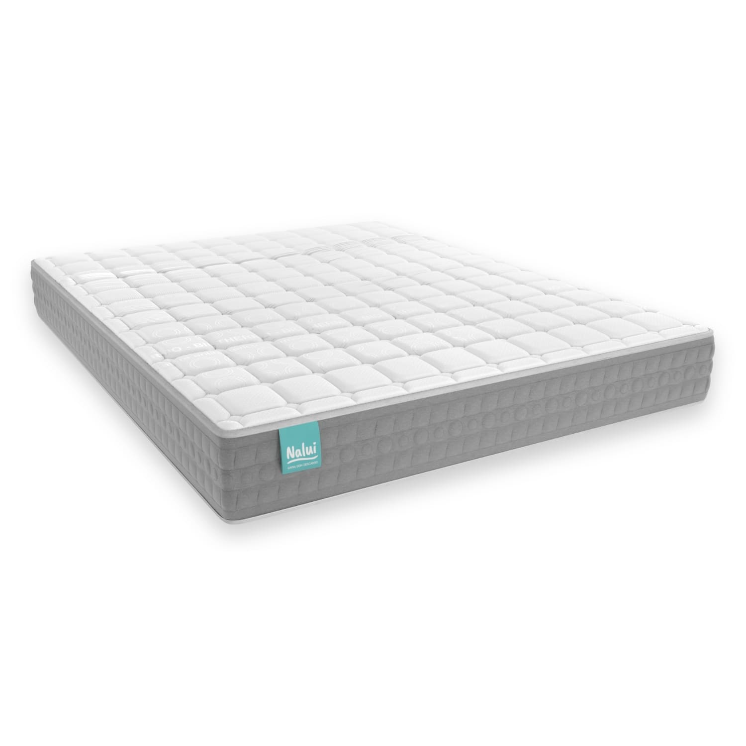 Nalui Colchón Viscoelástico Bernia Gris ±21cm Reversible con Tejido Termorregulador. F. Media-Alta. Hecho en España