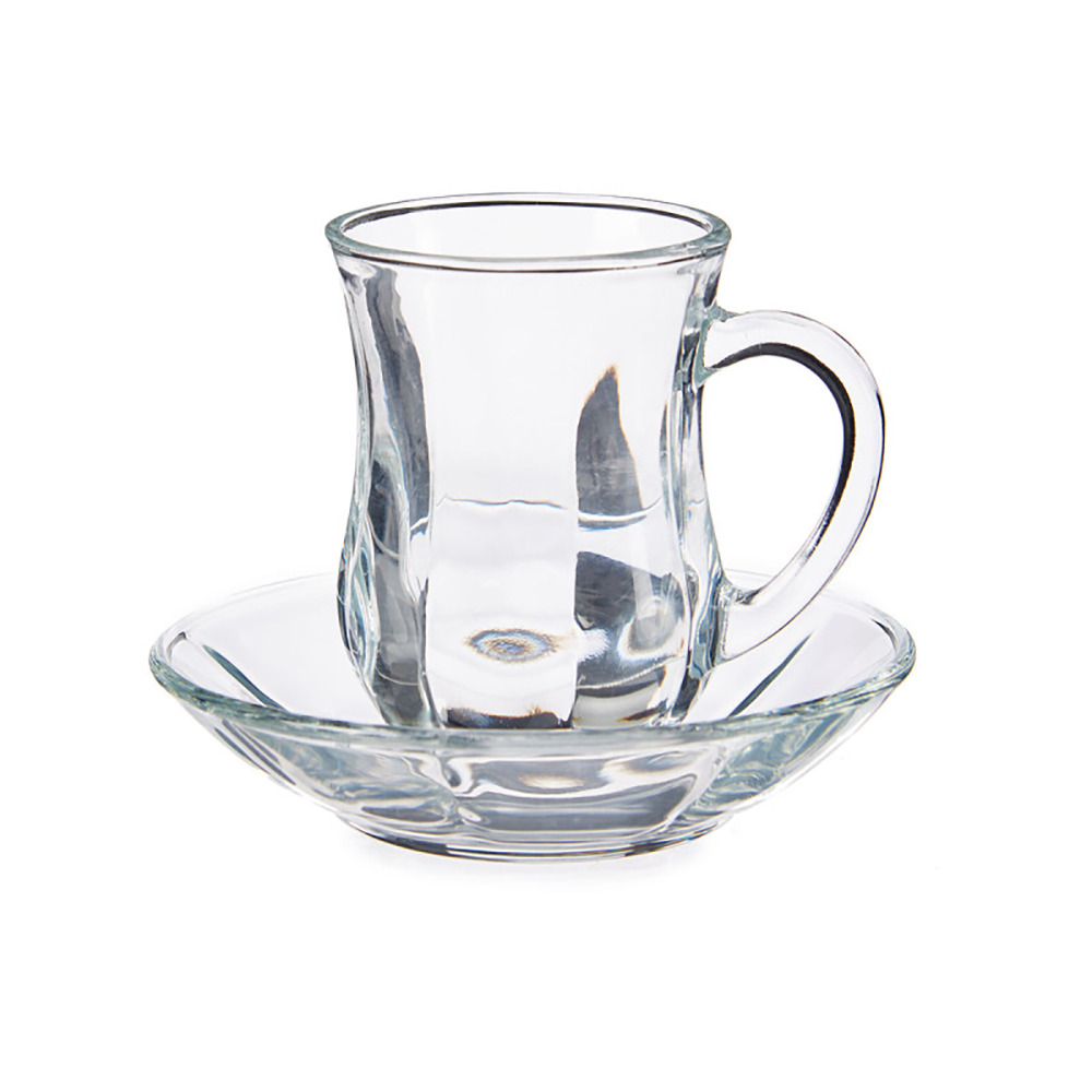 Set 4 Tazas de Vidrio con Plato 125ml | Tazas para Té o Café | Tea Set Vivalto | POPPY&MARTI