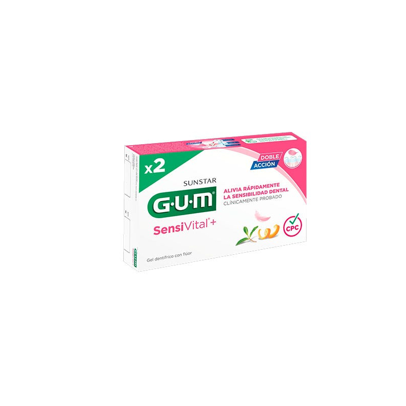 GUM PACK DUPLO SENSIVITAL+ GEL DENTÍFRICO CON FLÚOR 2 X 75 ML