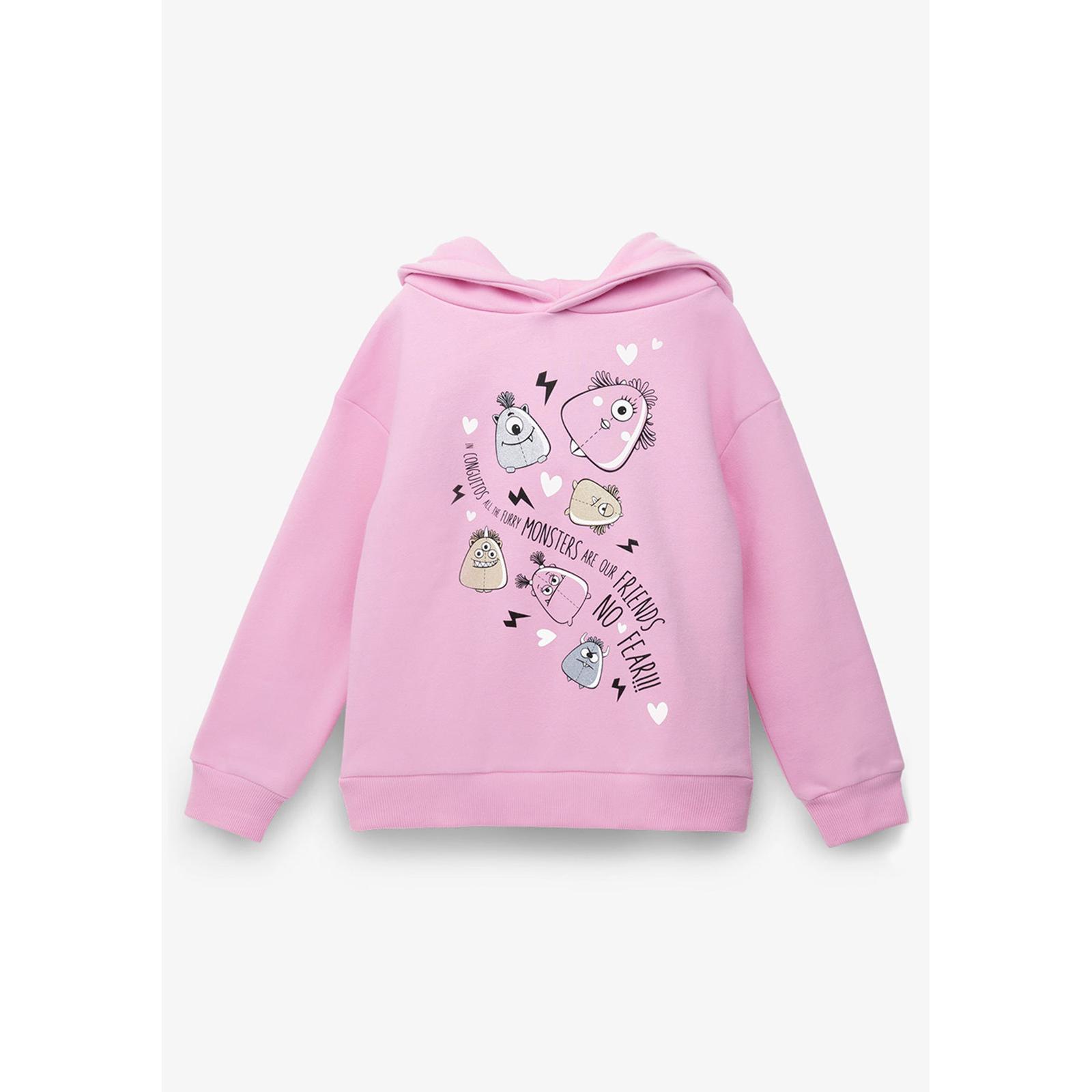 Conguitos - Sudadera de Niña con Capucha en Rosa para Niña