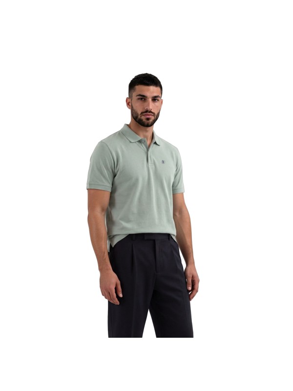 Polo hombre manga corta de algodón orgánico premium 240g, estilo piqué con acabado natural aloe TABITA
