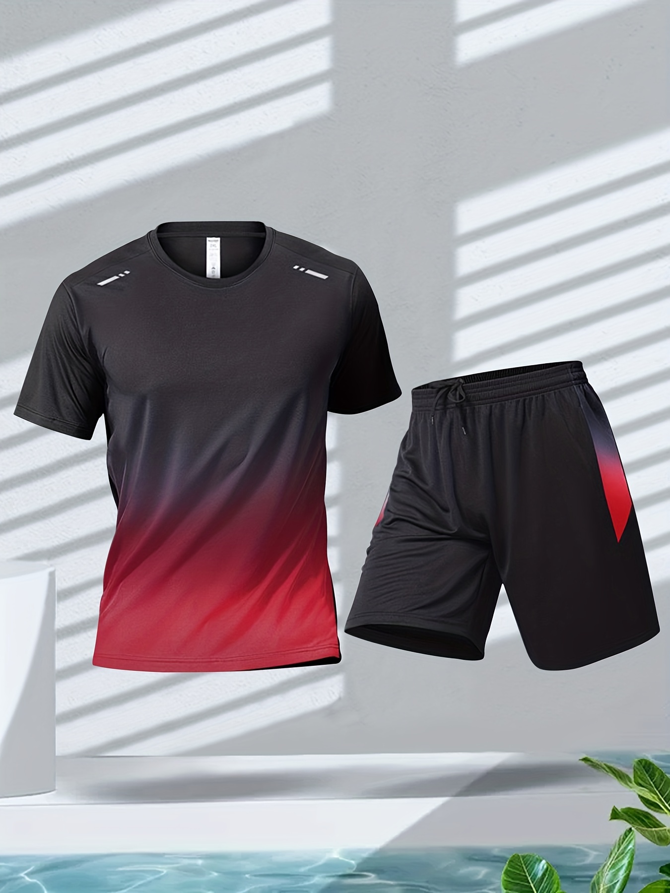 Om Home Conjunto De Entrenamiento De Baloncesto Para Hombres Verano Camiseta De Manga Corta Gradiente Y Shorts Secado Rápido 2 Piezas
