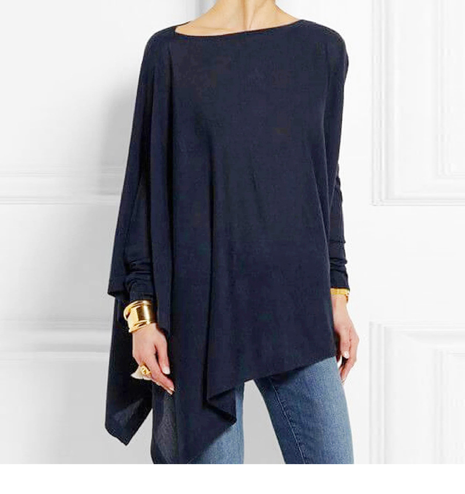 TK Blusa De Mujer Algodón Casual Manga Larga Cuello Redondo Tunicato Primavera Estilo O-Neck Irregular Blusas De Poliéster Y Algodón