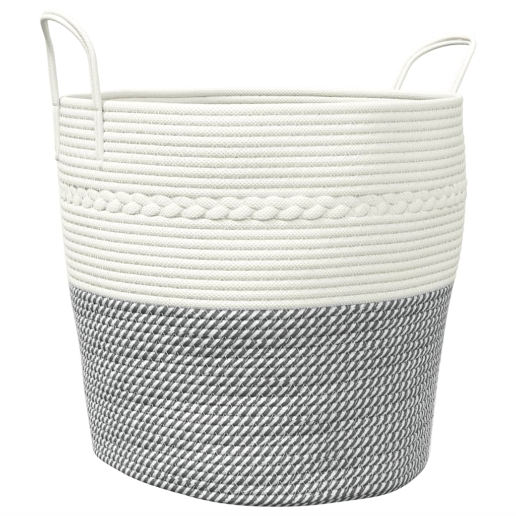 vidaXL Cesta de Almacenaje Cesto de Ropa Sucia Toallas Algodón Color Beige,  Gris y blanco,  Gris y mas