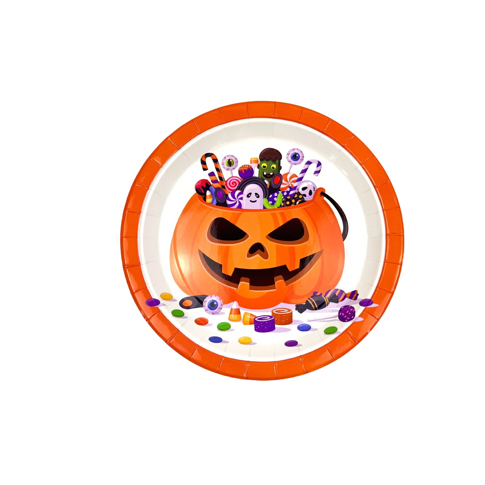 PLUSHOME Platos Cartón Halloween Esotérico - Plato Postre Llano Desechable - Decoración Mesa Halloween Temática Esotérica - Vajilla Decoración Halloween Esotérica