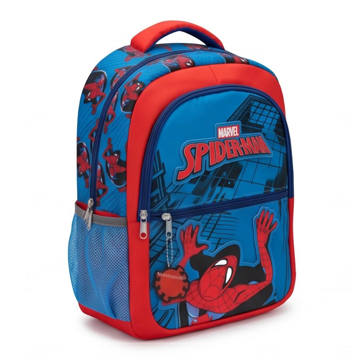 Mochila Escolar Mediana Spider-Man Niño - 42 cm, Licencia Oficial Marvel, Poliéster Resistente, Doble Compartimento con Bolsillo Frontal y Laterales de Malla, Ideal para Colegio y Vuelta al Cole