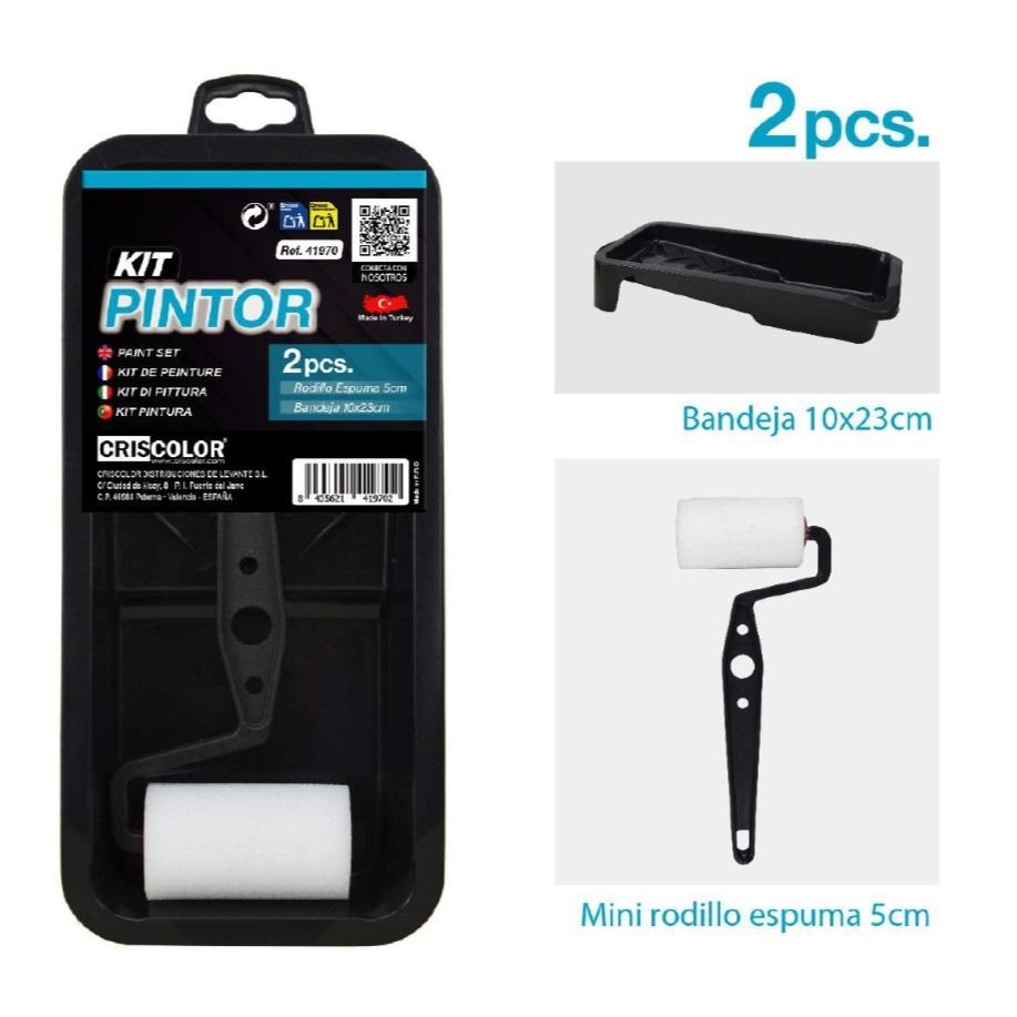C.A | Kit de Pintura | Rodillo de Espuma + Bandeja Negra | Uso Profesional y Hogar