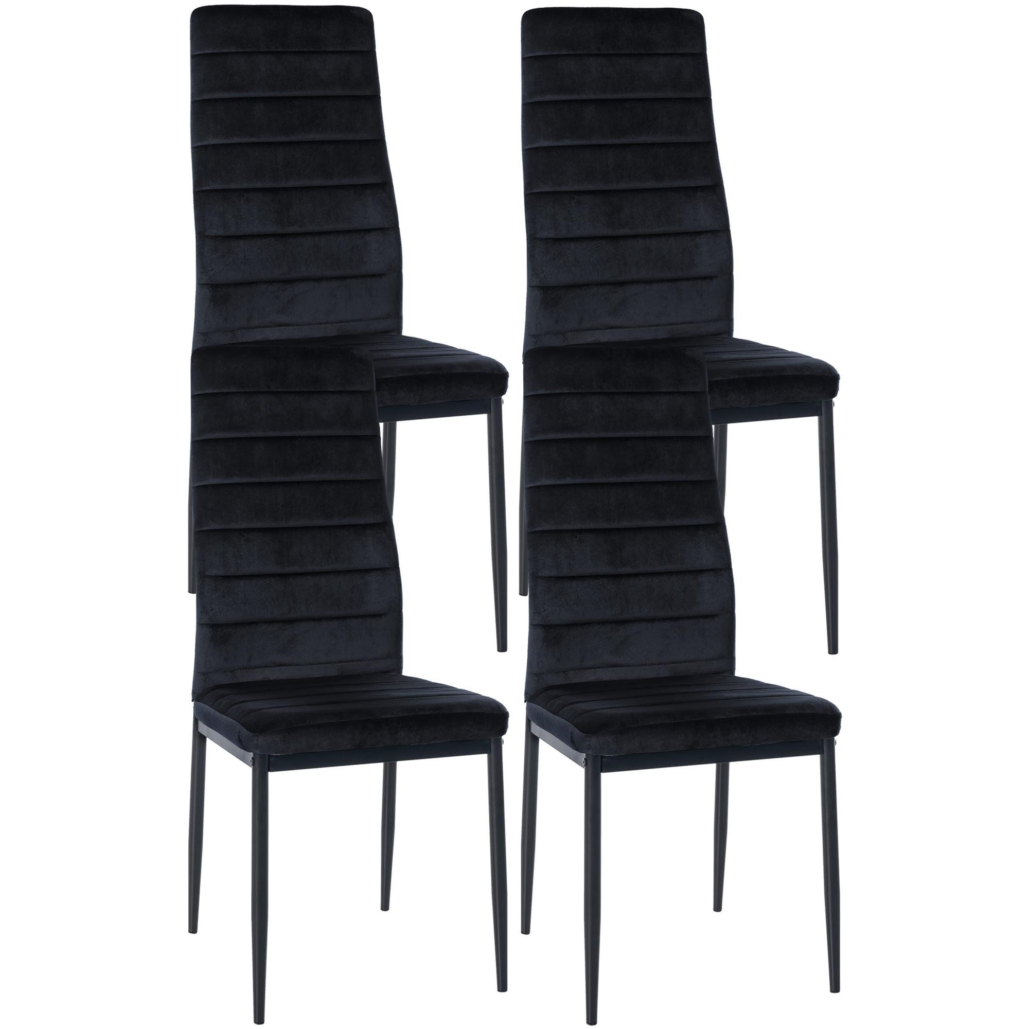 Juego de 4 sillas de comedor Mayfair Negro,Terciopelo