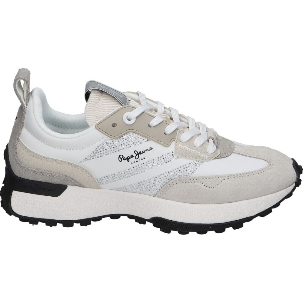 PEPE JEANS | Zapatillas Pepe Jeans Lucky Top para Mujer – Deportivas en Color Blanco con Detalles – Sneakers con Cordones – Con Plataforma – Suela de Moda – Estilosas – Versátiles y Cómodas – Modelo PLS600018-801