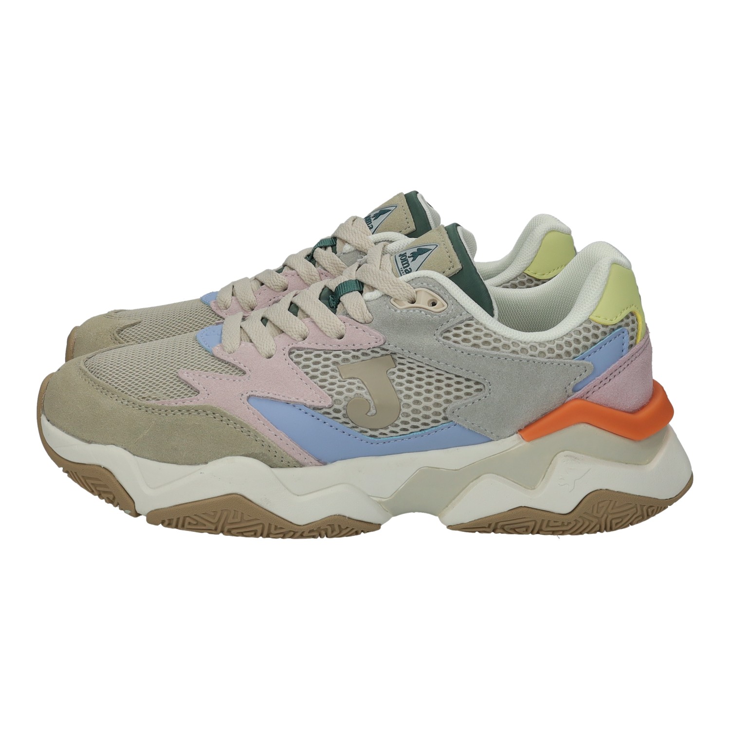 Deportivos marca JOMA para mujer en color beige. Zapatillas deportivas para mujer Joma con diseño multicolor, transpirables y ligeras, suela antideslizante