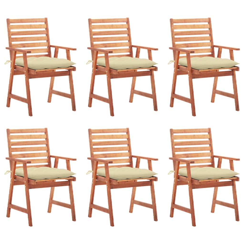 vidaXL Sillas comedor de jardín y cojines 6 uds madera maciza acacia