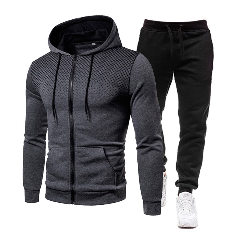 TK Pantalones de manga larga de otoño e invierno, chaqueta de otoño e invierno, traje con capucha de moda informal para hombre