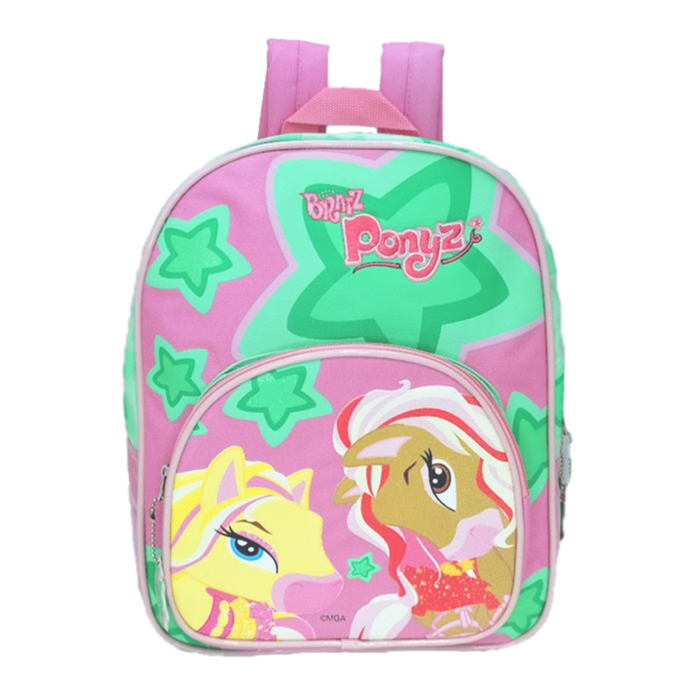 Mochila Infantil Escolar de Bratz Ponyz con Compartimentos en color Verde y Rosa de Jaimarc
