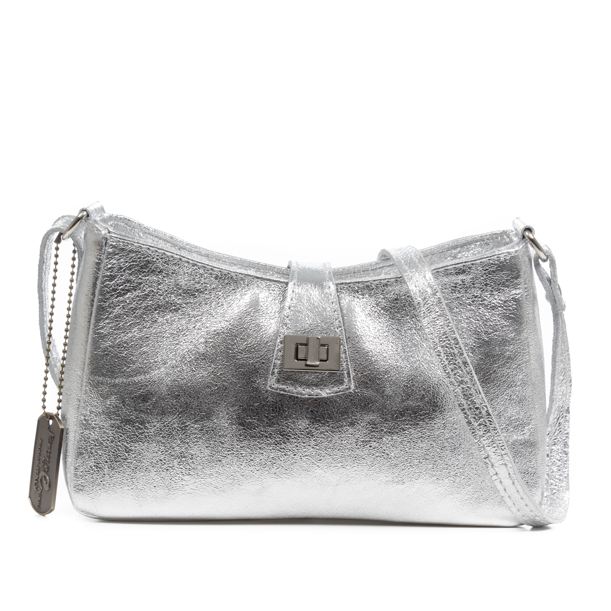 FIRENZE ARTEGIANI Arsoli bolso bandolera mujer. Piel auténtica Gamuza lacada brillante. Fabricado en Italia 24x6x13 Cm.