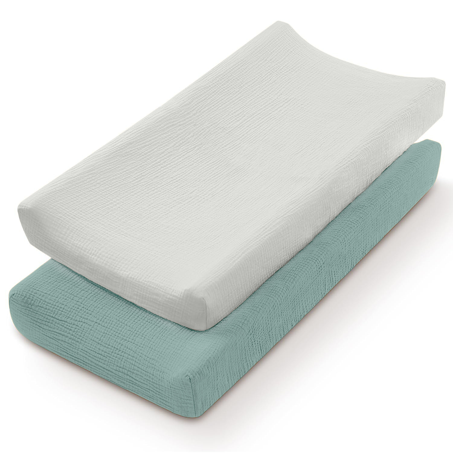 TK Cambiador de bebé, juego de 2 piezas, funda para cambiador, almohadilla de lactancia de muselina de hilo de algodón transpirable, funda para cambiador extraíble