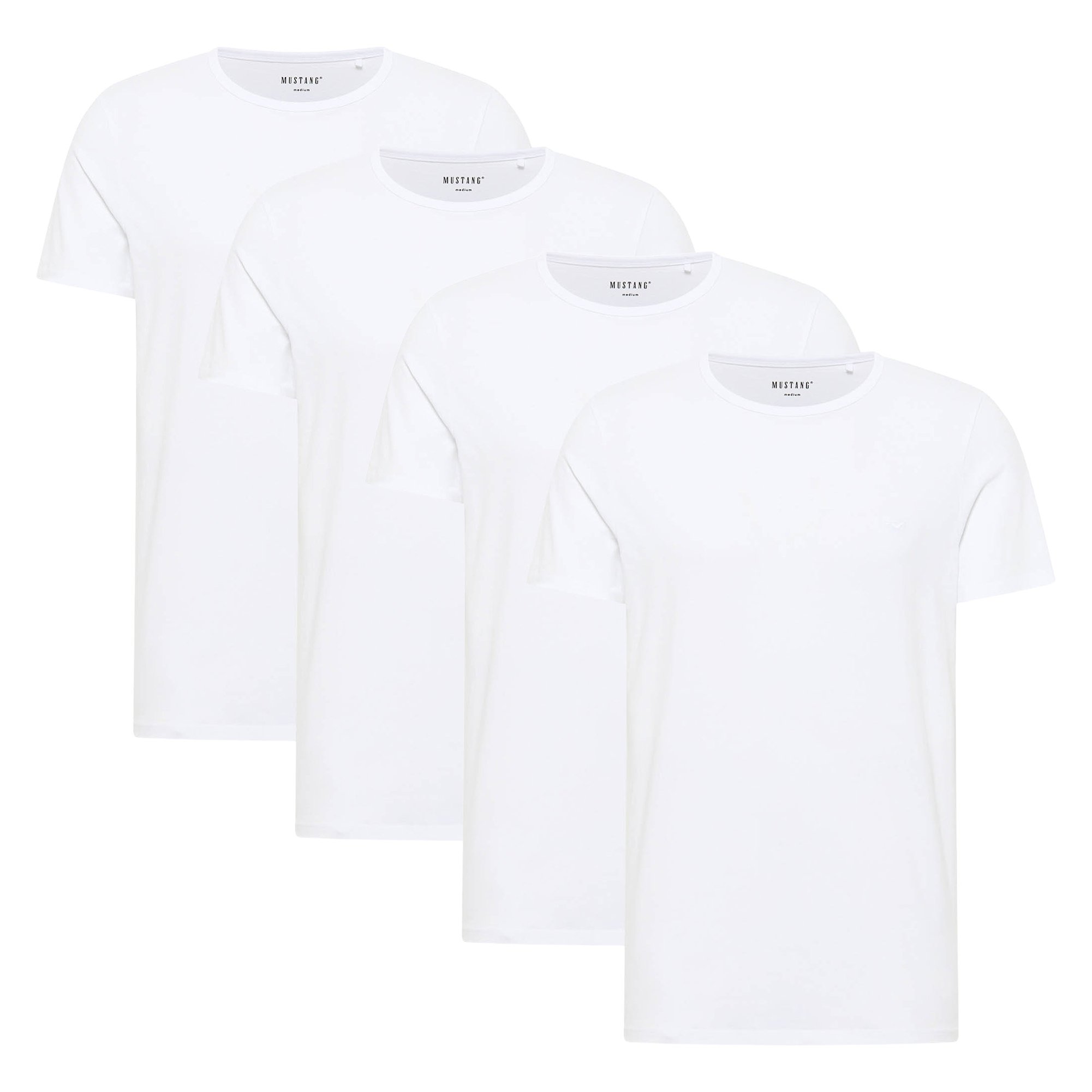MUSTANG camisetas para hombre, paquete de 4 - Allen, algodón, Single Jersey, cuello redondo Style Allen 4-Pack