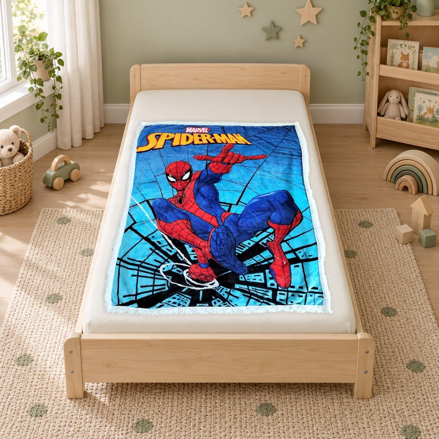 Disney - Manta Sedalina Sherpa Spiderman 100 x 140 cm suave Invierno cómoda Oficial