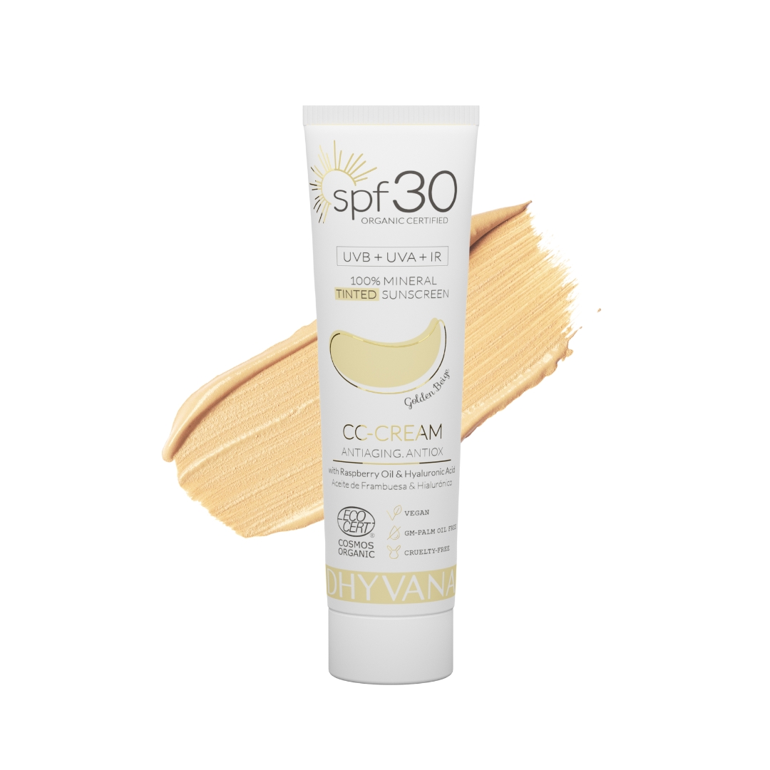 Protector Solar Facial 100% Natural Mineral SPF 30 | CC-cream con color | DHYVANA
