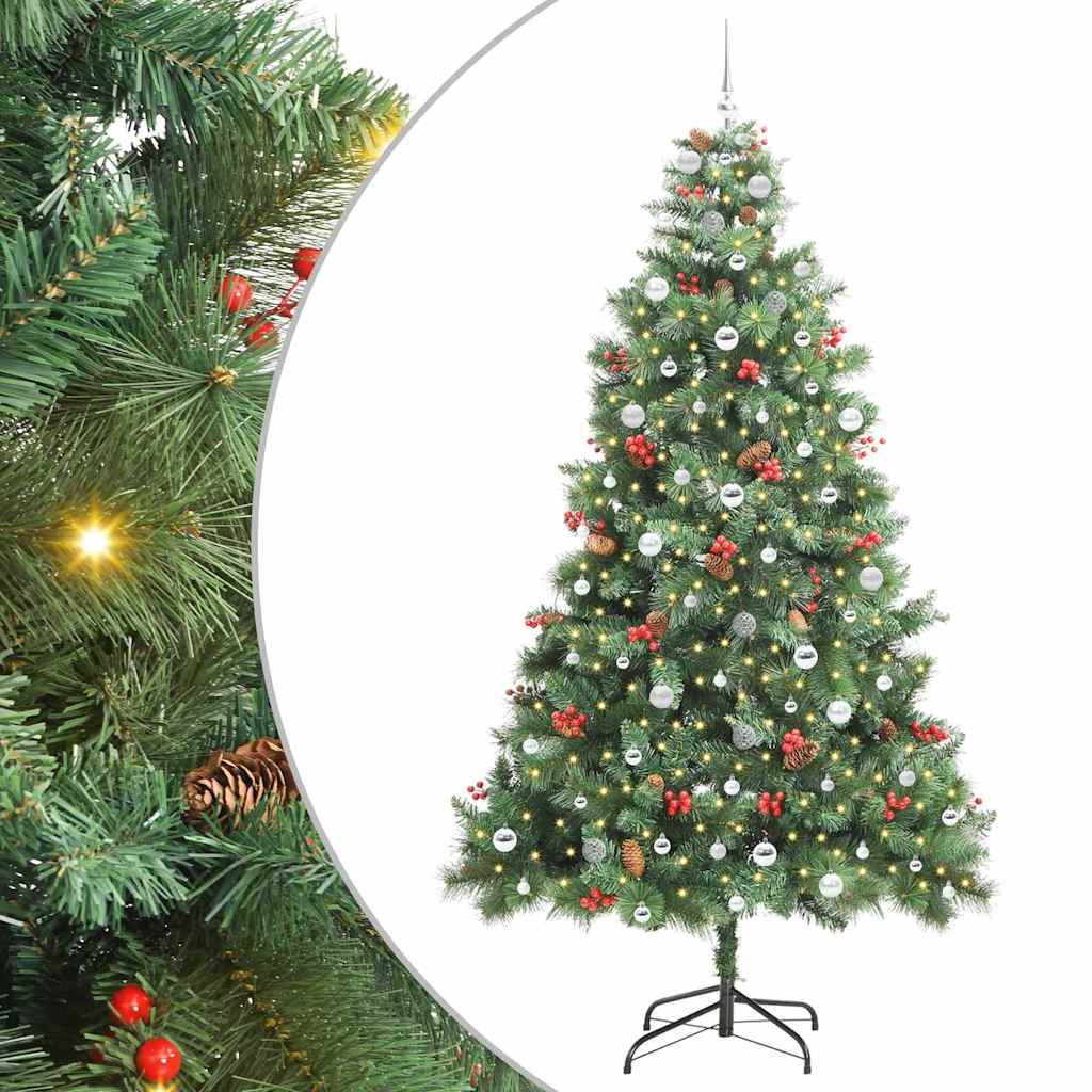 vidaXL Árbol de Navidad artificial 300 LED Blanco Cálido PVC y Metal