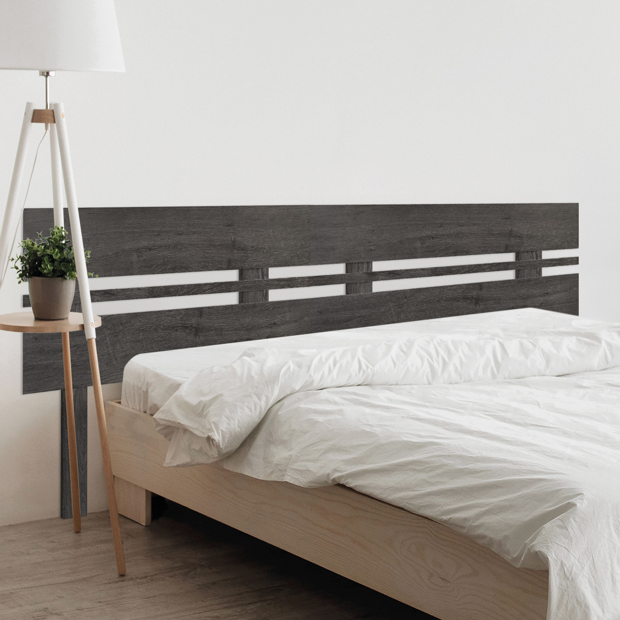 DHOME Cabecero de Madera reciclada DM Horizontal Ancho Dual con Patas Cama Palets Herrajes incluidos