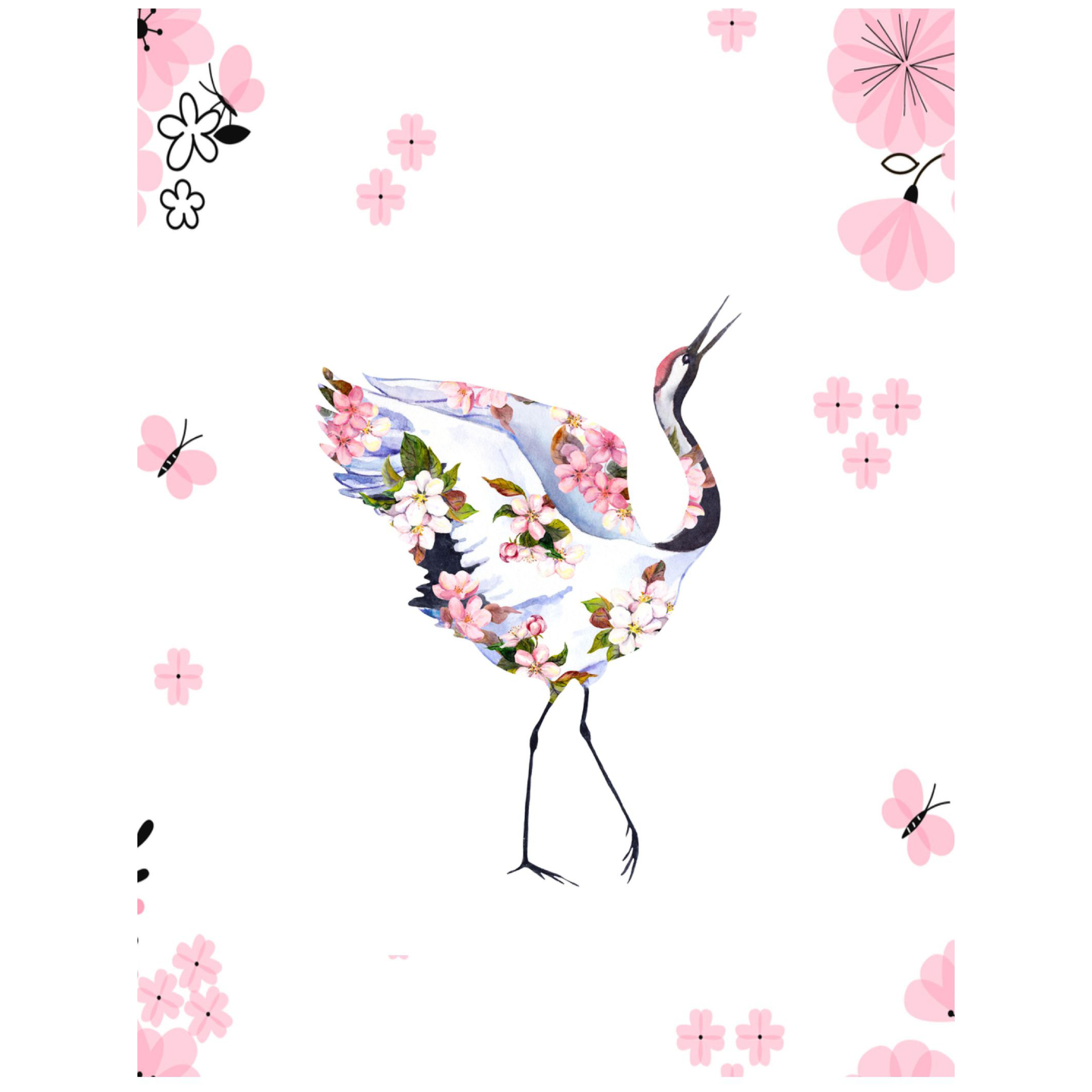 Estor decorativo niña grulla japonesa floral | Hecho a mano en España
