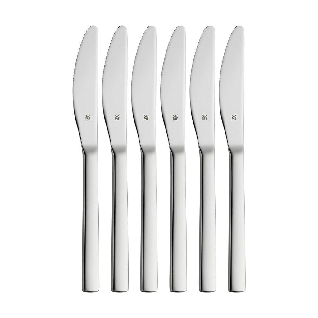Conjunto de 6 Cuchillos Nuova WMF de Acero Inoxidable 18/10 Cromargan® con Mango Ergonómico, Hoja Serrada de 12 cm, Ideal para Carnes y Parrilladas