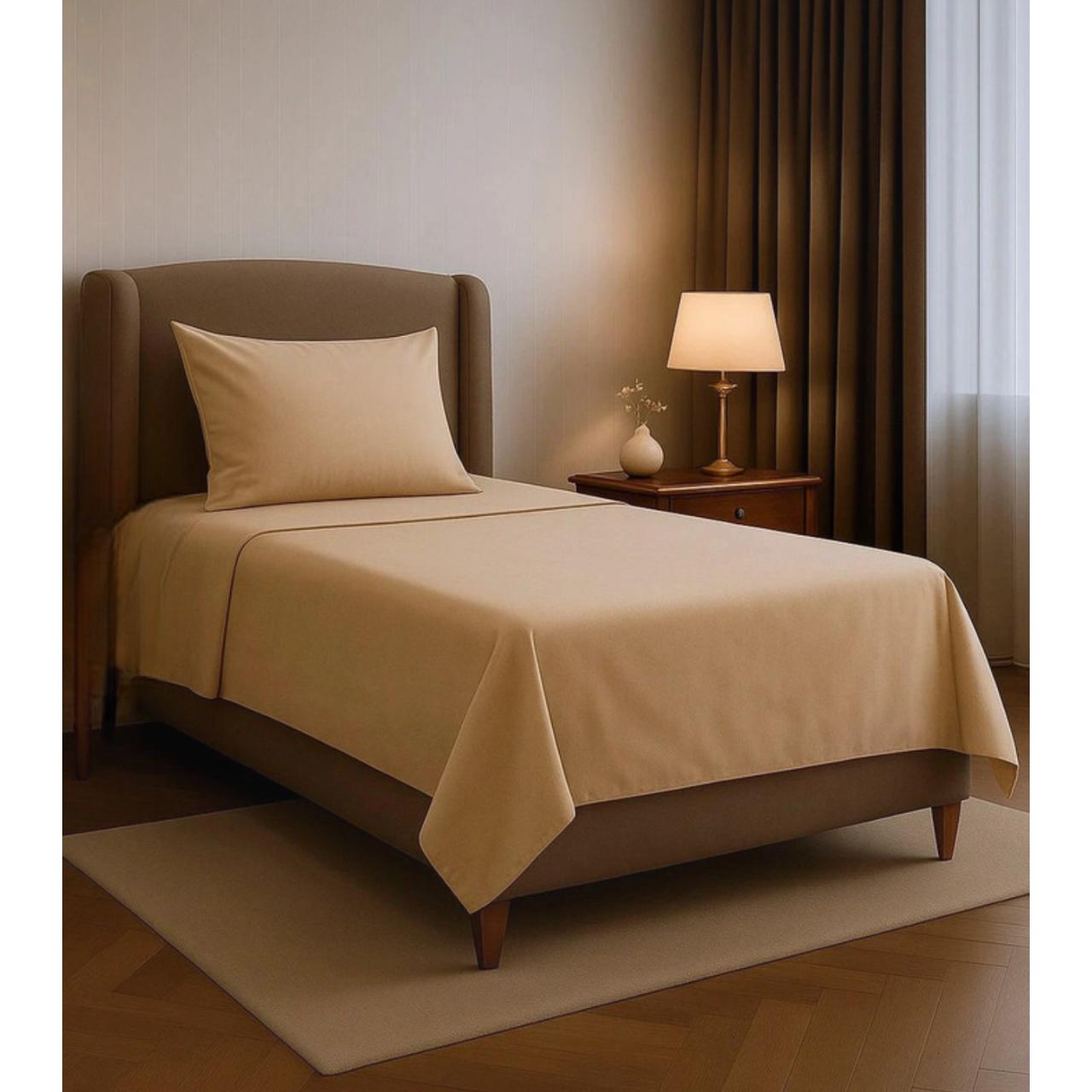 Juego de sabanas (3 piezas): Liso sábana encimera + sábana ajustable + 1 fundas de almohadade 90-105-135-150cm