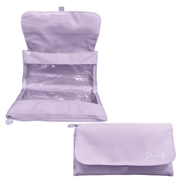 Dohe serenity portatodo doble - solapa con bolsillo interior - cremallera - ventanas transparentes - poliester - 22x11x6cm - color morado