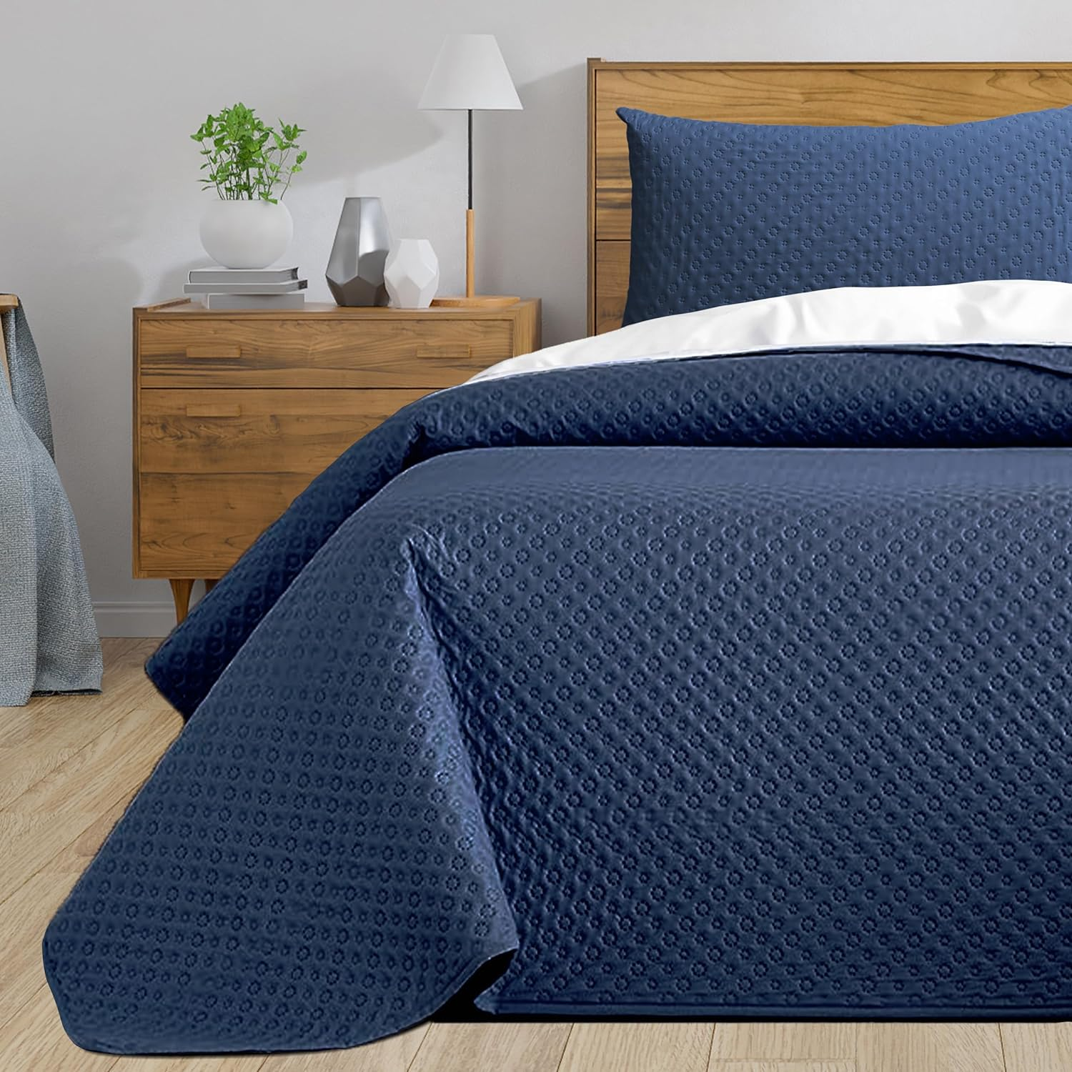 Colcha bouti liso para Verano y Entretiempo, 100% Poliester, Colcha Cubre Cama Fina, suava,  con una Funda de Almohada