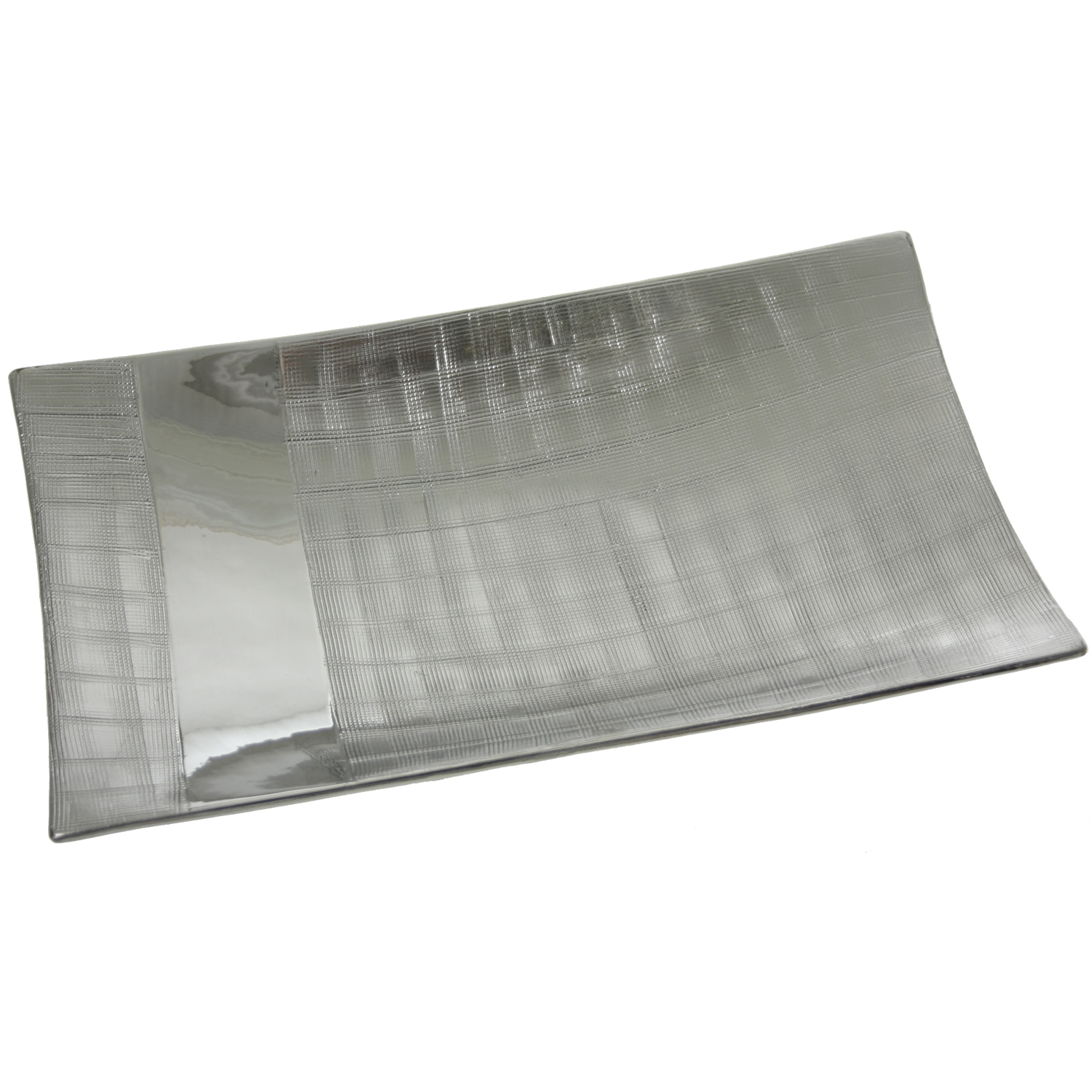 Centro rectangular ceramica plata 40x24x8cm