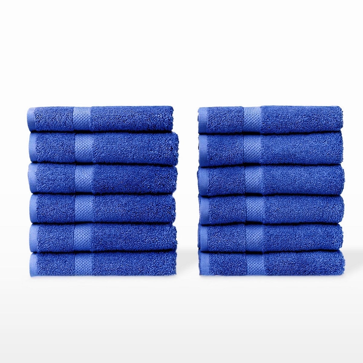 Juego de 12 toallas de mano azul oscuro 100% algodón rizo de 100x50 cm Tejido suave de 550 gramos con alta absorción. Aptas para lavadora y uso diario. CasaSelección