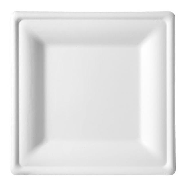 MONOUSO | Plato Cuadrado Caña de Azúcar Blanco 26x26cm (320 Uds)