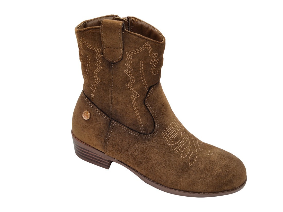 Xti - Botines de serraje para niñas color camel modelo 154071 calzado infantil cómodo y resistente ideal para uso diario